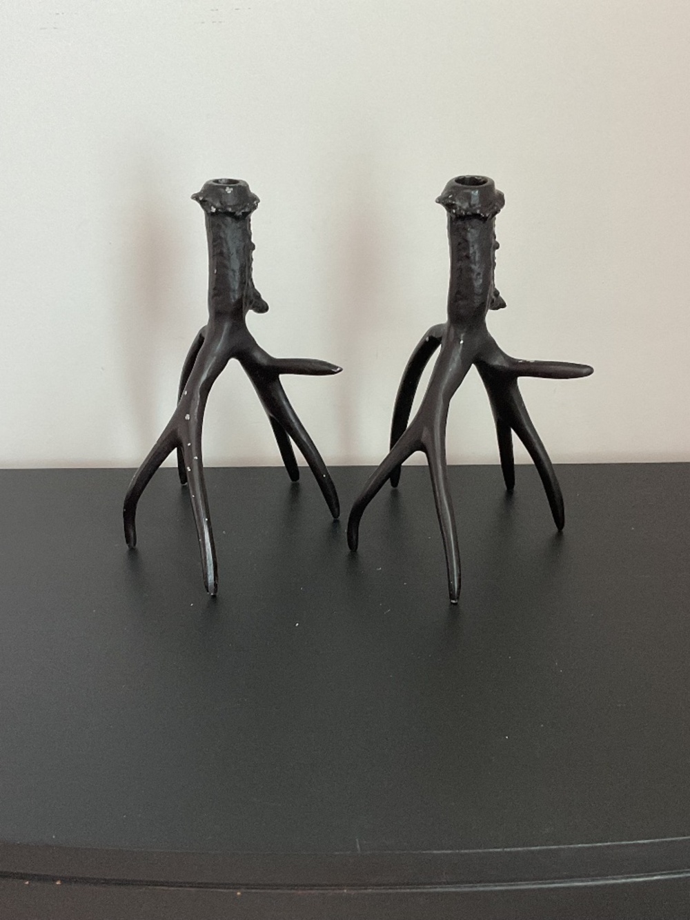 Pottery Barn Set of 2 Candle Holders Black Metal Rustic